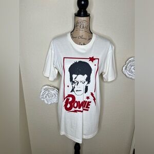 NTM: Goodie Two Shoes Unisex Bowie Ziggy Stardust Cream Red & Black T Shirt Sz M